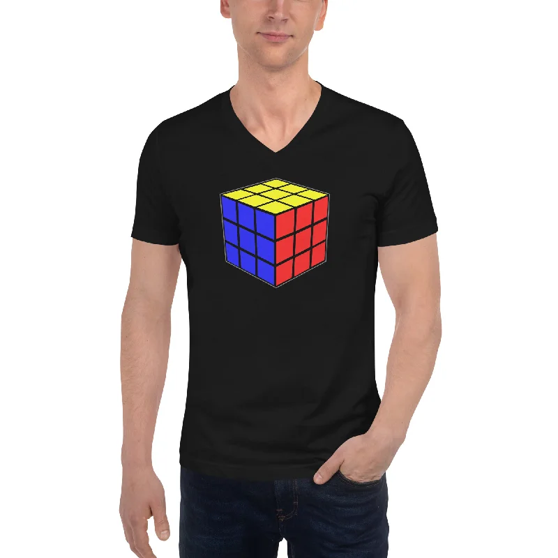 Magic Speed Puzzle Cube Gaming Short Sleeve V-Neck T-Shirt Notch Collar Peter Pan Collar Cowl Neck