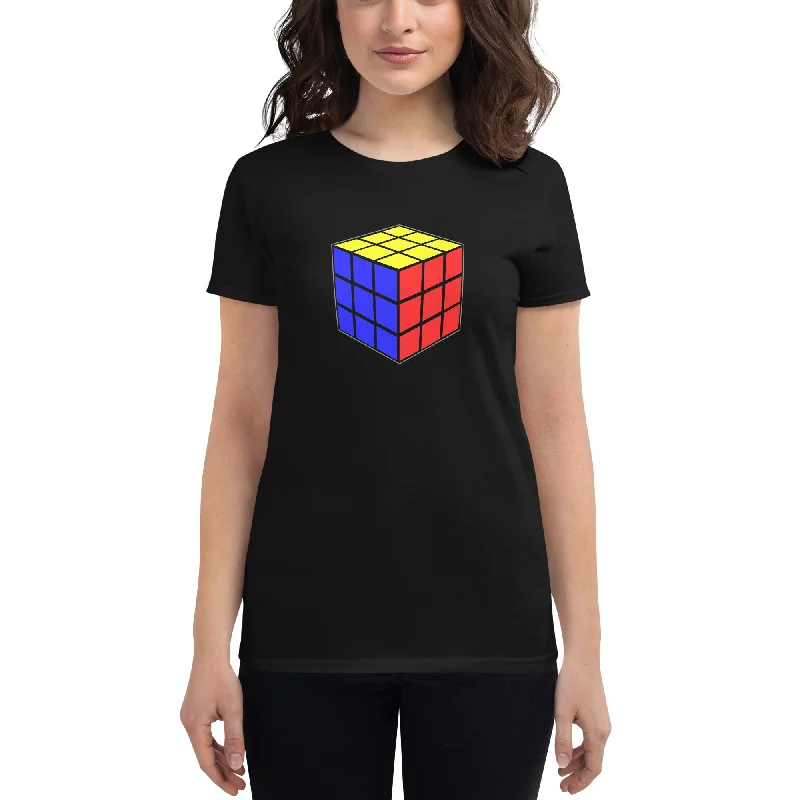 Magic Speed Puzzle Cube Gaming Women's Short Sleeve Babydoll T-shirt Hooded Caped Shawl Collar Magic Speed Puzzle Cube Gaming Women's Short Sleeve Babydoll T-shirt Hooded Caped Shawl Collar
