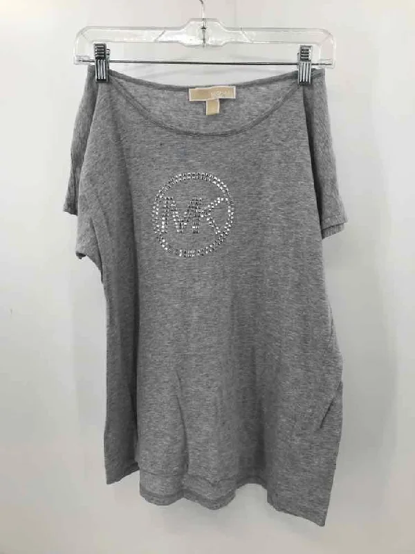 Pre-Owned MICHAEL Michael Kors Grey Size Small Logo T-shirt Lace Blend Ribbed Blend Corduroy Blend