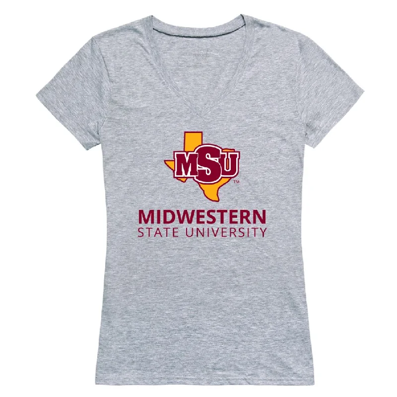 Midwestern State University Mustangs Womens Seal T-Shirt Houndstooth Herringbone Solid