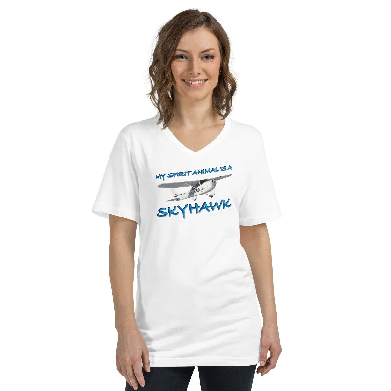 My Spirit Animal is a Skyhawk short sleeve v-neck T-shirt (blue) Ribbed T-Shirt High Neck Heavyweight My Spirit Animal is a Skyhawk short sleeve v-neck T-shirt (blue) Ribbed T-Shirt High Neck Heavyweight