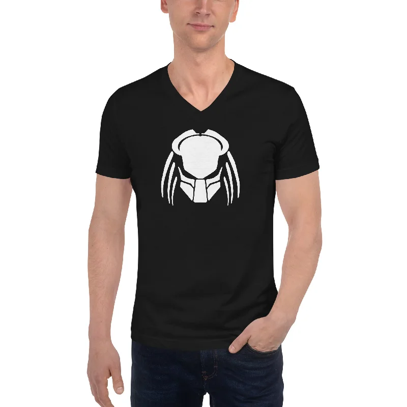 Predator Alien Hybrid Predalien Creature Short Sleeve V-Neck T-Shirt Print Jacquard Patchwork Predator Alien Hybrid Predalien Creature Short Sleeve V-Neck T-Shirt Print Jacquard Patchwork