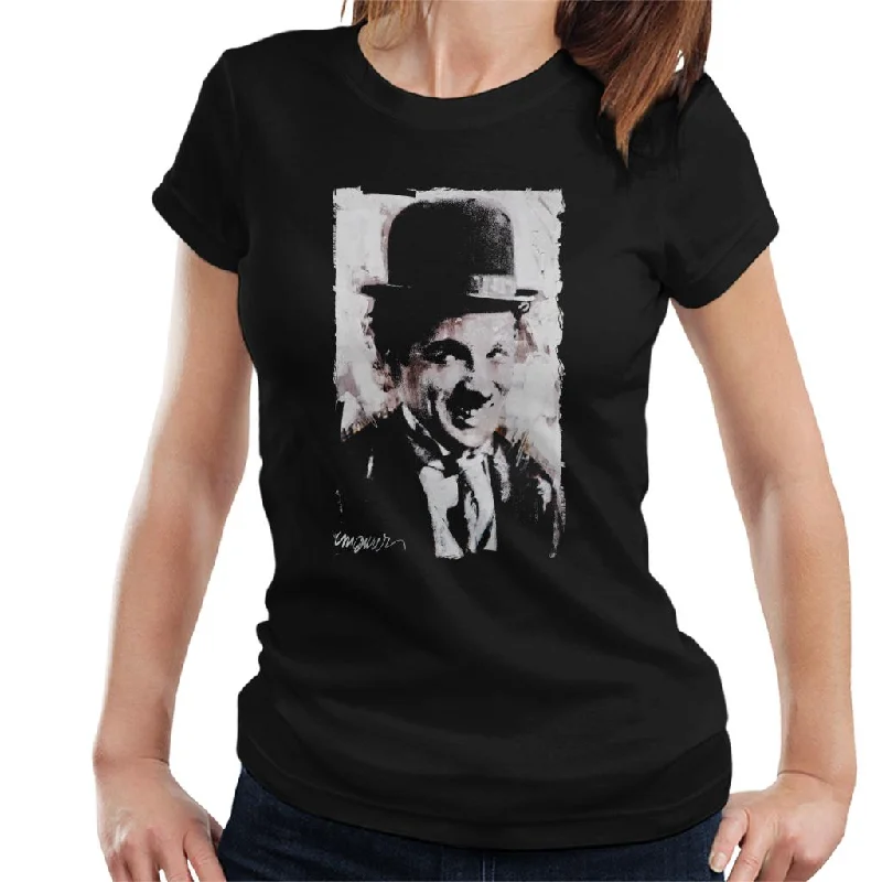 Sidney Maurer Original Portrait Of Charlie Chaplin Smiling Women's T-Shirt Jersey Fabric Tulle Fabric Batik Fabric Sidney Maurer Original Portrait Of Charlie Chaplin Smiling Women's T-Shirt Jersey Fabric Tulle Fabric Batik Fabric