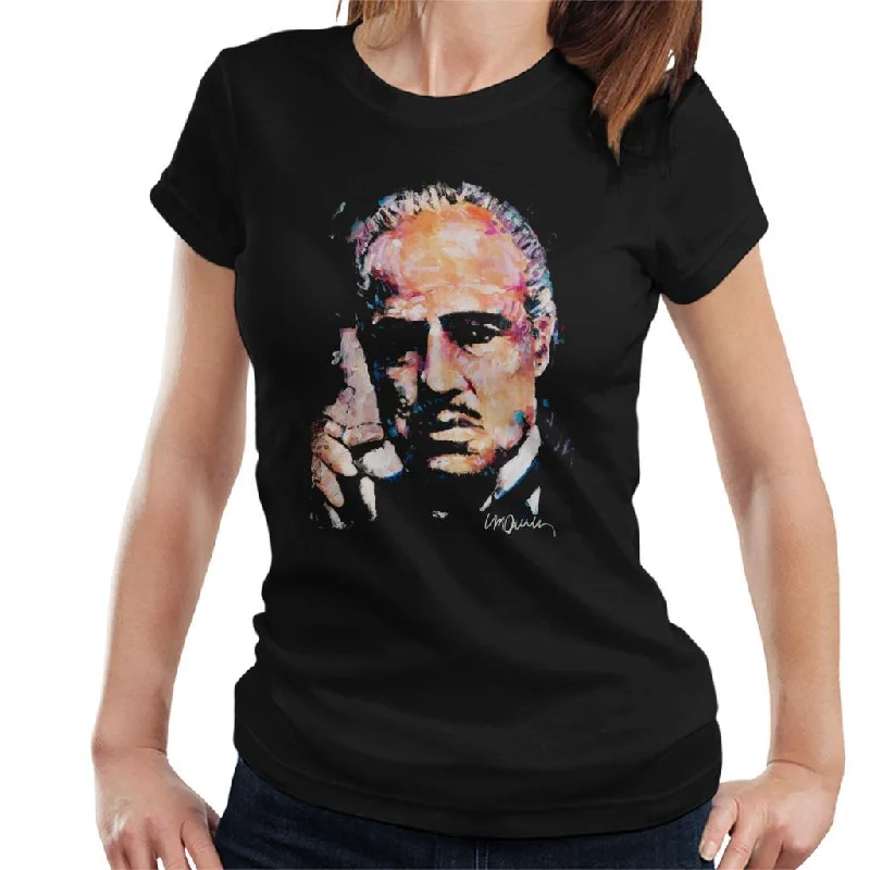 Sidney Maurer Original Portrait Of Marlon Brando Women's T-Shirt Collared T-Shirt Boat Neck A-Line Sidney Maurer Original Portrait Of Marlon Brando Women's T-Shirt Collared T-Shirt Boat Neck A-Line
