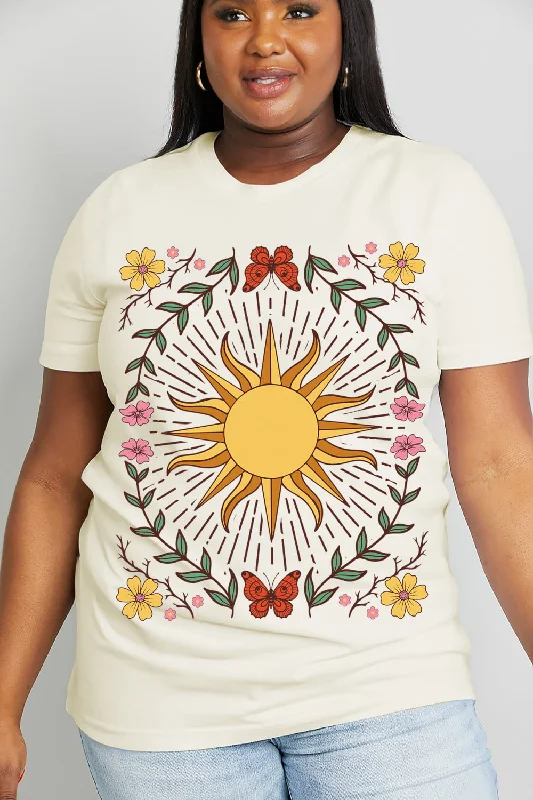 Simply Love Full Size Sun Graphic Cotton Tee Elegant Classic Vintage