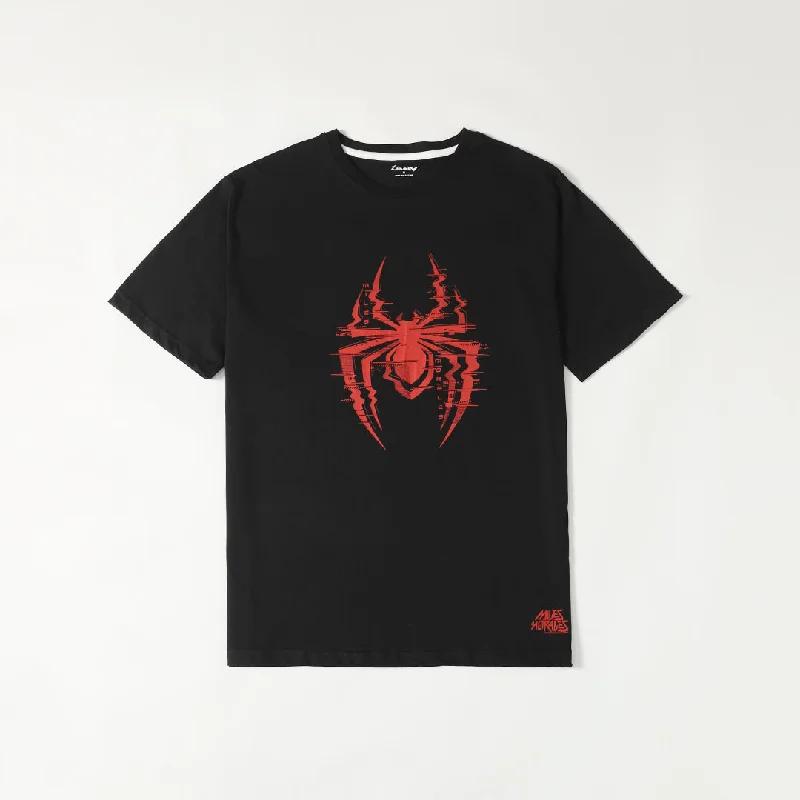 Spiderman Oversized T-shirt Notch Collar Peter Pan Collar Cowl Neck