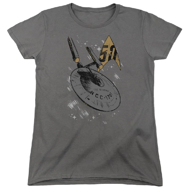 Star Trek Enterprise Dash Women's 18/1 Cotton Short-Sleeve T-Shirt Hooded Caped Shawl Collar Star Trek Enterprise Dash Women's 18/1 Cotton Short-Sleeve T-Shirt Hooded Caped Shawl Collar