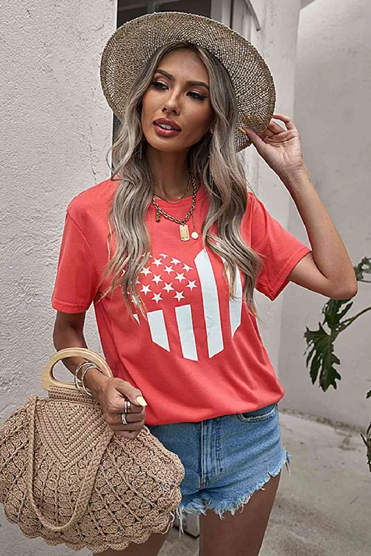 Stars and Stripes Ladies T-Shirt Terry Blend Velvet Blend Canvas Blend