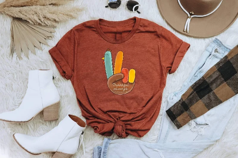 Thankful Turkey Tee Fashionable Trendy Casual