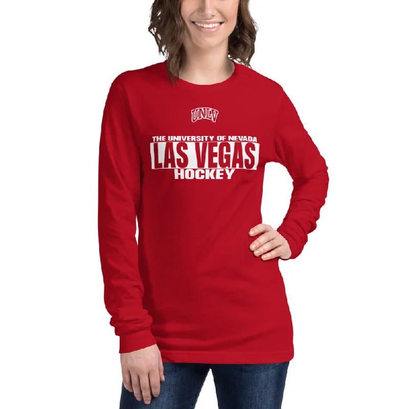 UNLV Hockey Unisex Long Sleeve Tee Fitted T-Shirt Seamless Stretchy