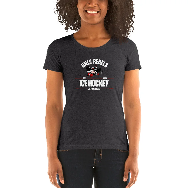 UNLV Rebels Ice Hockey Ladies' Short Sleeve T-Shirt Welt Pockets Slit Pockets