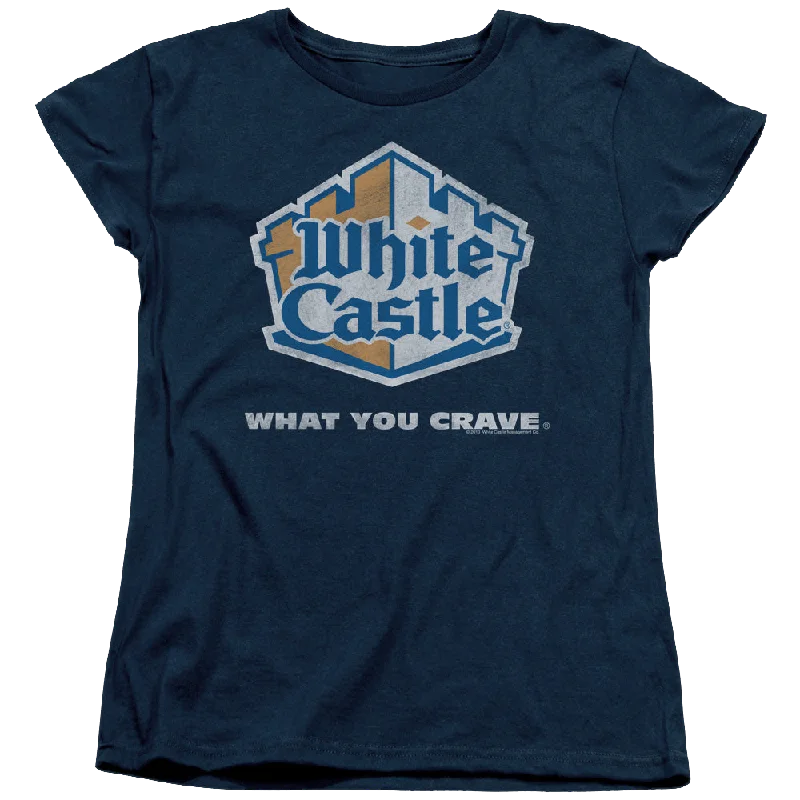 White Castle Distressed Logo - Women's T-Shirt Nylon Fabric Polyester Fabric Spandex Fabric White Castle Distressed Logo - Women's T-Shirt Nylon Fabric Polyester Fabric Spandex Fabric