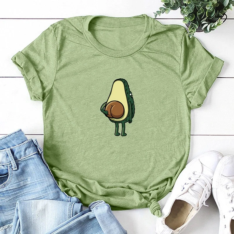 Women Graphic T shirts  Fashion T-shirts 2019 Polyester  Funny Print Avocado frog Tees Short Sleeve Tshirts Girls Gift Tops Iron Safe Non-Iron Wrinkle Free