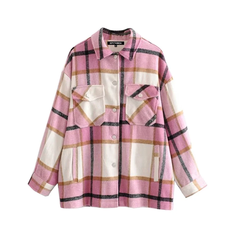 Womens Vintage Retro Loose-fit, Long-Sleeve Plaid Shirt With Pocket Anti-Shrink Durable Soft Womens Vintage Retro Loose-fit, Long-Sleeve Plaid Shirt With Pocket Anti-Shrink Durable Soft