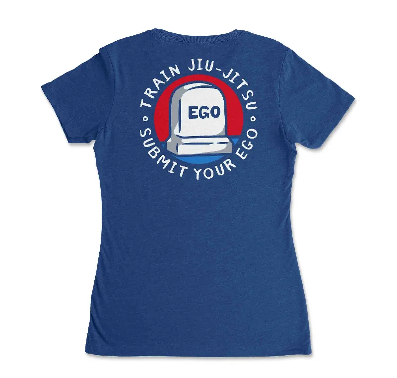 Womens Submit Your Ego T-Shirt Blue Solid Color Striped Floral