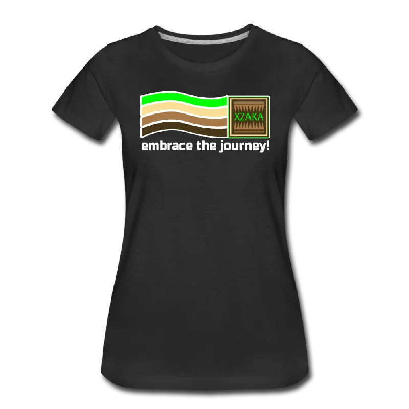 XZAKA - Women "Embrace The Journey" T-Shirt - W3550 Embroidered Appliqued Beaded